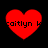 Four red heart-shaped icons with black text "caitlyn k." on a black background, showing slight variations in text visibility and heart shape across frames.