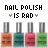 Nail polish bottles arranged in a with text above each , featuring color variations and heart symbols
