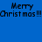 Blue background with black text reading 'Merry Christmas!!!' and pink rectangular overlays in four quadrants.