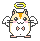 Pixel art hamster with angel wings and halo, two expressions shown side-by-side on gray background.