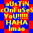 A static image with a red and blue checkered background displaying yellow text in multiple lines including 'aUsTiN', 'cOnFuSeSc', 'YoU!!!!!', 'HAHA', and 'Imao'.