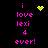 Pixelated text reads 'i love lexi 4 ever!' in bright pink on black background with yellow heart and starburst icons.