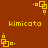 Yellow pixelated text 'kemicata' appears on a brown background with yellow square-based icons in various orientations.