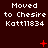 Dark red background with repeated white text 'Moved to Chesire Katt11834' and scattered red pixel symbols including plus signs, crosses, dots, and small clusters.