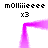 A static image shows a pink pixelated square frame with four instances of 'mOlliiieee' text and 'x3' below each, all on white background.