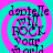 A static digital image with a cyan and magenta spiral background and black text reading "daddie will rock your world" in a pixelated font.