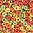 A dense grid of pixelated circular icons in warm and cool tones with central dark squares, arranged without visible borders or spacing.