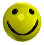 Yellow circular face with black eyes and smile, showing various states of distortion including stretching, splitting into segments, and pixelation