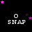 Black background with white 'SNAP' text and circular icon, pink and purple stars scattered around in animated motion.
