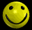 Animated contact sheet of a yellow smiley face icon transitioning through various shapes and orientations across 25 sampled frames arranged in a 5x5 grid.