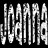 A pixelated black-and-white animated contact sheet showing two frames of a repeating text animation with distorted, glitchy letterforms.