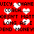 Red background with white heart shapes and black text repeating 'QUICY, CHANEUICY, CHANE COACH... DOESN'T MATT LONG AS I SPEND MONEY' in pixelated font.
