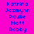 Pixelated text names on a bright pink background with yellow highlight boxes, showing animation changes in highlighted