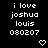 Pixelated text displays 'i love joshua louis 080207' with heart and arrow symbols on black background, showing animation changes in symbol positions.