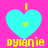 Four identical cyan hearts with yellow text 'I ❤️ dylanie' on a pink background, arranged in a