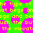 Green background with pink circular shapes and yellow pixelated text repeating 'the type of he type of', 'at begs anat begs an', 'egs and beegs and be', 'ush the bush the bu', 'the elevat: the elevat' in a pattern