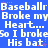 Blue background with repeated white text 'Baseballr Broke my Heart... So I broke His bat' and small pink stars, animated with text flickering and star positions shifting.
