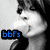 A black-and-white animated icon shows a person with dark hair blowing a bubblegum bubble, transitioning between three states: smiling with 'bbfs' text, neutral with 'pre-k hun<3', and looking down with ':)' text.