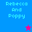 Four pixelated display "Rebecca And Poppy" text with a star icon changing color between blue and pink backgrounds