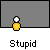 Animated contact sheet of a yellow stick figure icon with white head, performing sequential actions across 9 frames while displaying text elements on gray background.