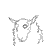 A grayscale animation of a stylized animal head with horns and braided hair, transitioning through multiple poses.