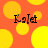 A static image with a repeating pattern of yellow circles on an orange background, featuring four instances of the text 'Kolet' in black serif font.