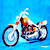 Animated motorcycle icon with two visible frames showing motion blur on wheels and body against blue background, displayed in contact sheet format with Coolbuddy.com text on right side.