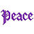 A split-screen pixel art image with 'Peace' in purple script on gray left and 'Original Icons .com' in green script on dark green right.