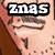 A pixelated anime-style face with a mustache and goatee, showing three sequential expressions beneath the text 'znas' on each