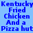 Blue pixelated text on light blue background reads "Kentucky Fried Chicken And a Pizza hut" with visible anti-aliasing and slight color variation between frames.