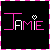 Two side-by-side pixel art display the name 'JAMIE' with a heart symbol above the 'A', differing in color scheme and letter outlines