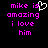 Pixelated text in bright pink on black background with a white heart symbol replacing the 'i' in 'is', displayed across two identical frames.