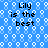 Blue background with white circular patterns and repeated text "Lily is the best" in black pixelated font.