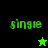 Green pixelated text 'single' appears on black and green backgrounds with a green star and black star icon changing positions.