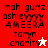 A static image with four quadrants displaying text and symbols on red, pink, white backgrounds.