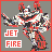 A 48x48 pixel animated buddy icon featuring a cartoon character in red and white attire with arms raised, displayed across two frames showing slight pose differences against a gray background.
