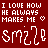 A static contact sheet of six animated frames showing a red background with white pixelated text and stylized 'smize' lettering, where the 'm' in each frame alternates between white and black.