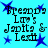 Blue star-shaped pixels surround black text reading 'Brenda Law's Japita & Lexii' on a cyan background.