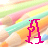 pencil backgrounds with a central stylized 'A' icon changing colors across frames