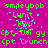 A static digital image with a bright magenta background displaying repeated green and cyan text elements