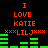 Red text on black background reads 'I LOVE KATIE' with 'xxxLILJxxx' below, flanked by green bar graphs that shift between two states.
