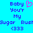 Pixelated text and a heart symbol on a bright cyan background, with purple lettering and pink outline.