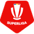 Red shield-shaped icon with white trophy symbol and pixelated text below, featuring small colored dots on the trophy top.