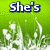 A green background with white floral patterns displays four text segments: "She's," "Fresh," "to," and "Death."