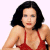 Pixelated static image of a woman with dark shoulder-length hair wearing a red halter-style top against a plain white background.