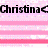 Pixelated text 'Christina' in bold black font on a pink and white pixelated background with horizontal stripes.