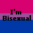 Pixelated text on a tri-colored horizontal striped background reads "I'm NOT Bisexual Confused" with pink, purple, and blue bands.