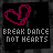 pixelated heart icons with text below each, showing animation changes in the hearts and text color across frames
