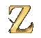 Golden stylized Z letter with animated sparkles appearing and disappearing at different positions around the character on a gray background.