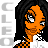 Pixel art contact sheet showing three frames of an animated buddy icon with a cartoon character and repeated text elements.